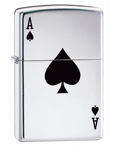 Zippo Lucky Ace of Spade High Polish Chrome Lighter