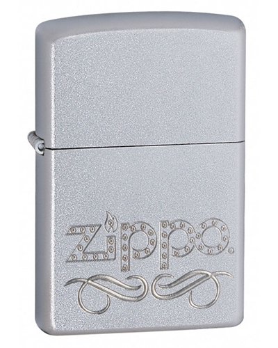 Zippo Scroll Satin Chrome Lighter