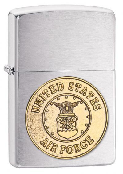 Zippo Air Force Crest Emblem Brushed Chrome Lighter