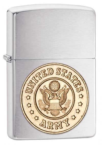 Zippo Army Emblem Brushed Chrome Lighter