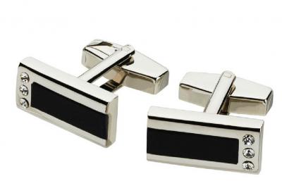 Visol Hymen Black Lacquer Crystal Cufflinks