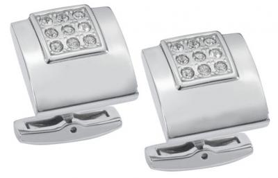 Visol Corvus Crystal Brushed Stainless Steel Cufflinks