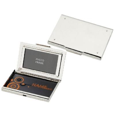 Athena Mirror Finish Business Card Case with Built-In Photo Frame