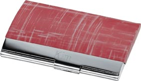 Veda Pink Matte and Polished Chrome Business Card Case