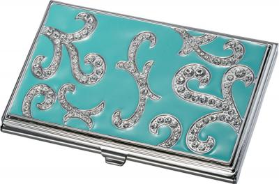 Visol Rana Turquoise and Austrian Crystals Business Card Case