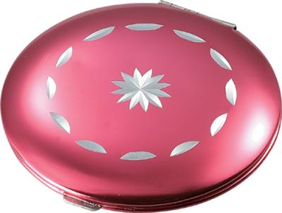 Visol Pearl Metal Hot Pink Compact Mirror with Diamond Cut Design