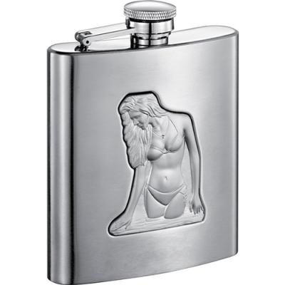 Visol Beach Girl 8oz Satin Finish Stainless Steel Hip Flask