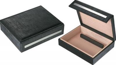 Visol Aspen Black Leather Travel Cigar Humidor - Holds 16 Cigars