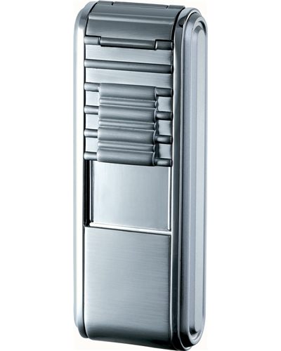 Visol Track Satin & Polished Chrome Wind-Resistant Jet Flame Lighter