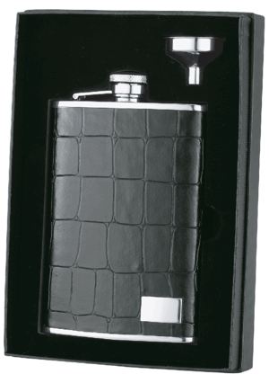 Visol 8 oz Alligator Patterned Leather Liquor Flask