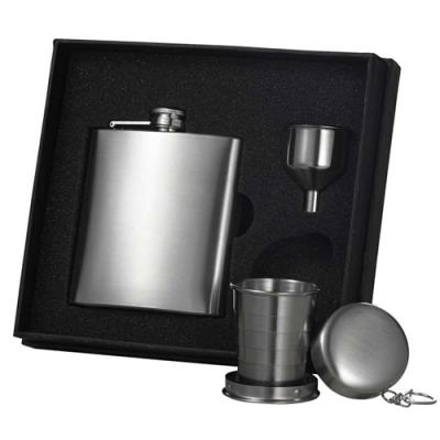 Visol Stainless Steel Hip Flask, Funnel and Shot Cup Gift Set - 6 oz