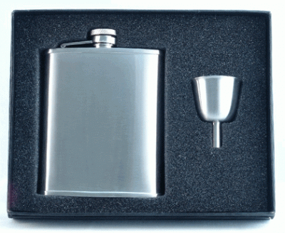 Visol Edge Silver Hip Flask Gift Set - 6 oz