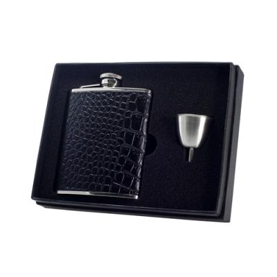 Visol Beau Monde Black Hip Flask Gift Set - 6 oz