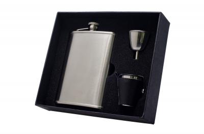 Visol Edge Satin Finish 8oz Deluxe Flask Gift Set
