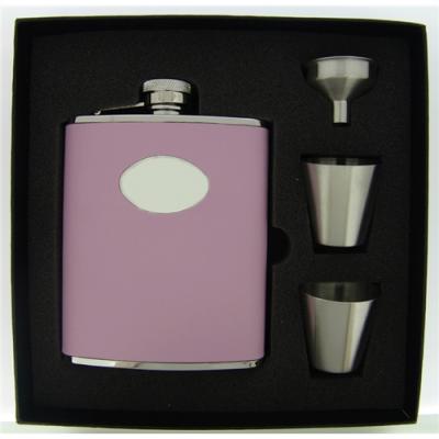 Visol Daydream Pink Leather Deluxe Hip Flask Gift Set - 6 oz