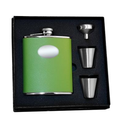 Visol Lily Pad Light Green Deluxe Hip Flask Gift Set - 6 oz
