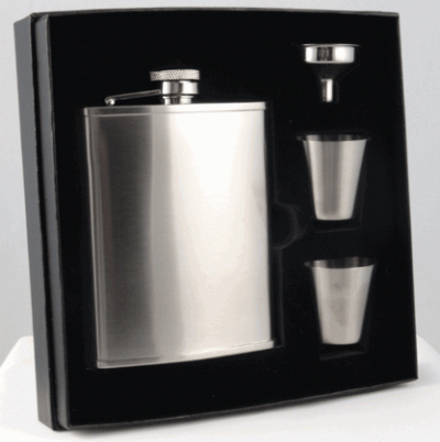Visol Edge Satin Finish Deluxe Hip Flask Gift Set - 6 oz