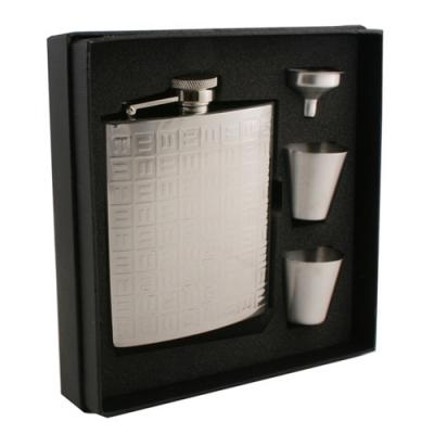 Visol Domino Stainless Steel Deluxe Hip Flask Gift Set - 8 oz
