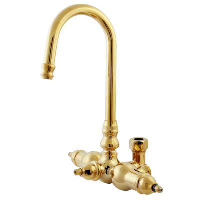 Kingston Brass ABT200-2 Vintage Gooseneck Faucet With Back Outlet & Diverter, Polished Brass - Polished Brass