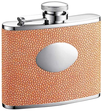 Visol Meridian Orange Lizard Stainless Steel Hip Flask - 4oz