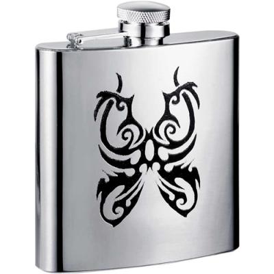 Visol Butterfly 6oz Stainless Steel Hip Flask