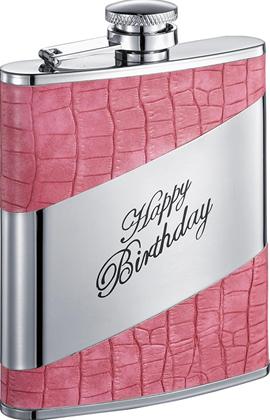 Visol Happy Birthday Pink Crocodile Hip Flask - 6oz