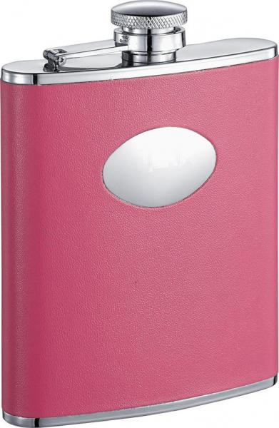 Visol Britney Hot Pink Leather Stainless Steel Hip Flask - 6oz