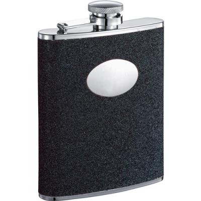Visol Stardust Black Glitter Hip Flask - 6 oz