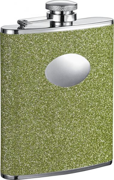Visol Lucky Lep Green Glitter Flask For Women - 6oz