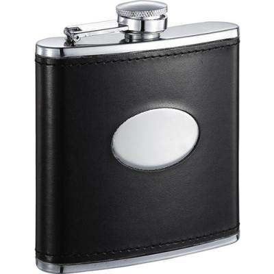 Visol Frank Black Leathter Hip Flask - 6 oz