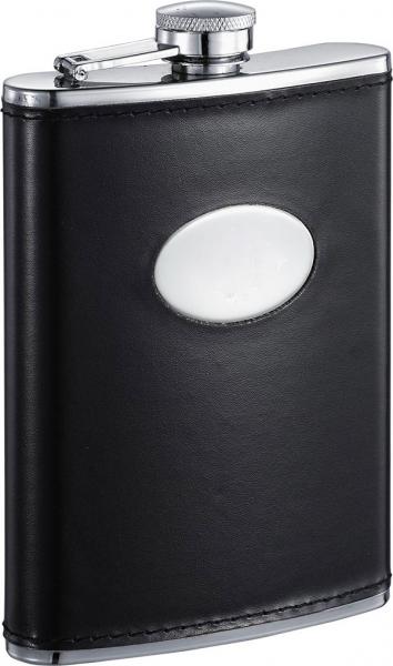 Visol Frank Black Leather Liquor Flask - 8 oz