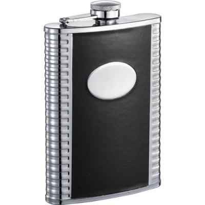 Visol Tux Deux Black Leatherette Stainless Steel 8oz Hip Flask