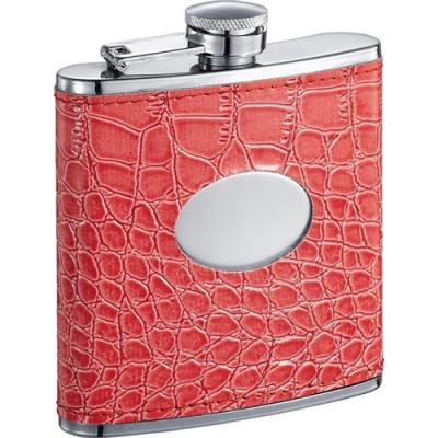 Visol Sweety Crocodile Hot Pink Leatherette Stainless Steel 6oz Hip Flask