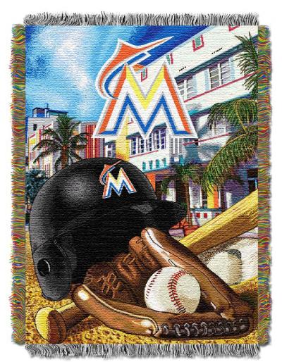 Marlins OFFICIAL Major League Baseball, 'Home Field Advantage' 48'x 60' Woven Tapestry Throw  by The Northwest Company