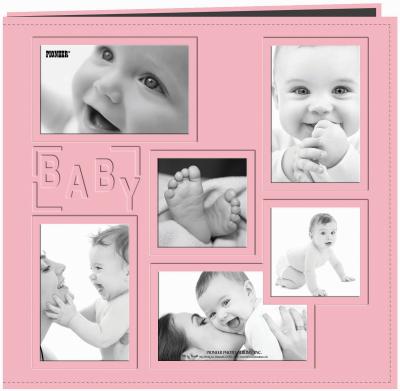 Pioneer Embossed Collage Frame Post Bound Album 12''X12''-Baby - Pink