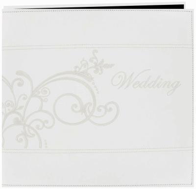 Pioneer Embroidered Leatherette Post Bound Album 12''X12''-White