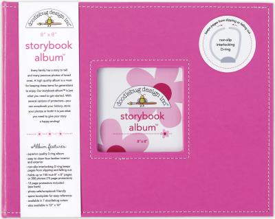 Doodlebug Storybook D-Ring Album 8''X8''-Bubble Gum