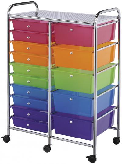 Double Storage Cart W/15 Drawers-25.5''X38''X15.5'' Multicolor