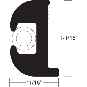 TACO Flex Vinyl Rub Rail Kit - Black w/White Insert - 50 - 1-1/16' x 11/16'
