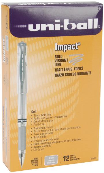 Uni-Ball Impact Bold Point Gel Pen Open Stock-Silver - Case Pack of 12