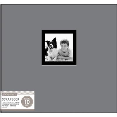 K&Company Fabric Post Bound Window Album 12''X12''-Gray