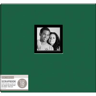 K&Company Fabric Post Bound Window Album 12''X12''-Hunter Green