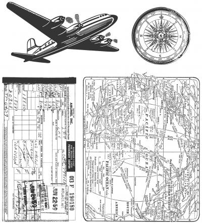 Tim Holtz Cling Stamps 7''X8.5''-Air Travel