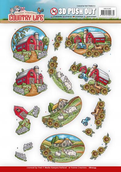 Find It Yvonne Creations Country Life Punchout Sheet-Farm House