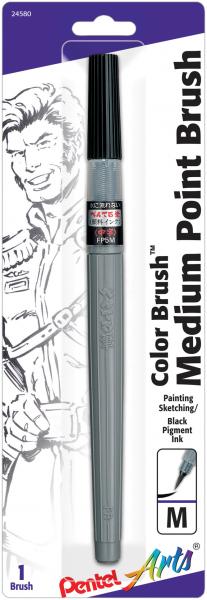 Pentel Arts Color Brush Pen-Medium Tip, Black Pigment Ink