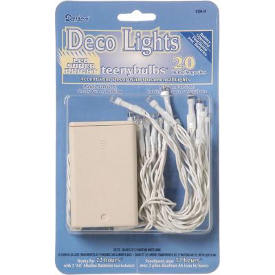 Deco Lights Battery Operated Teeny Bulbs - 20 Bulbs-Clear Lights, White Cord
