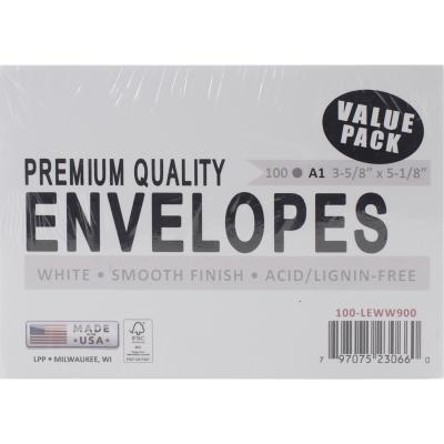 Leader A1 Envelopes (3.625'X5.125') 100/Pkg-White