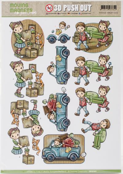 Find It Yvonne Creations Moving Madness Punchout Sheet-#3 Boxes, Moving Truck & Furniture