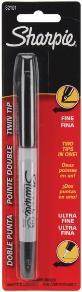 Sharpie Fine/Ultra Fine Twin-Tip Permanent Marker Carded-Black