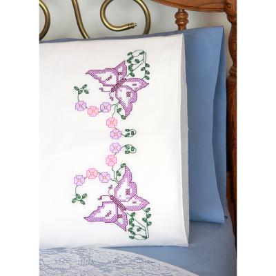 Fairway Stamped Perle Edge Pillowcases 30'X20' 2/Pkg-Beautiful Butterflies